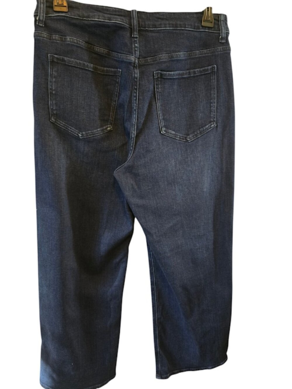 Cotton blend wide leg jeans Quince high rise medium wash front back pockets W32 - Picture 5 of 8